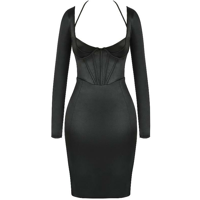 Black long sleeve corset dress – MUSSECCO