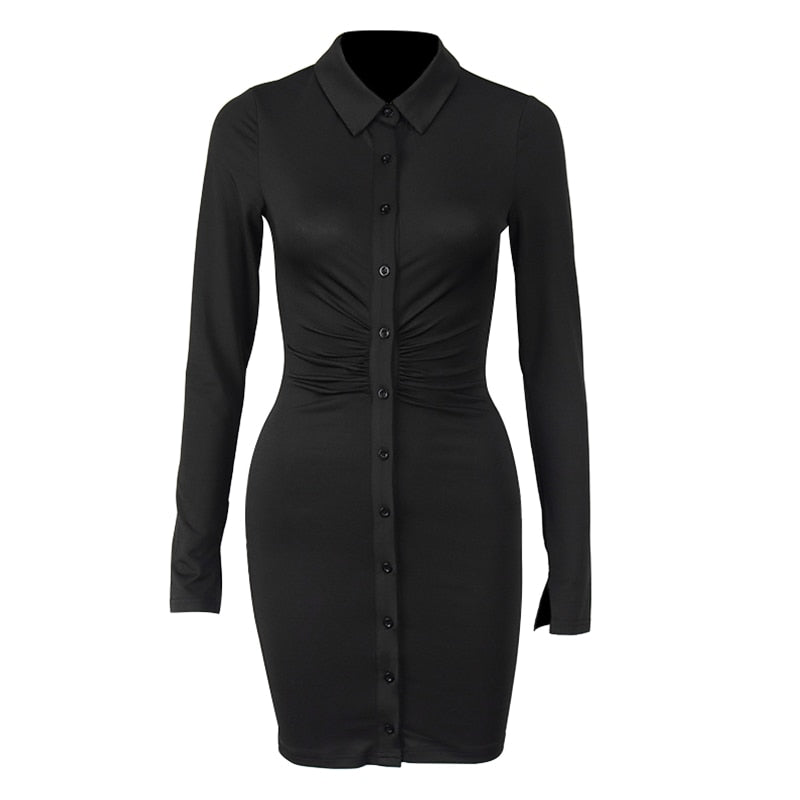 Black ruched shirt mini dress – MUSSECCO